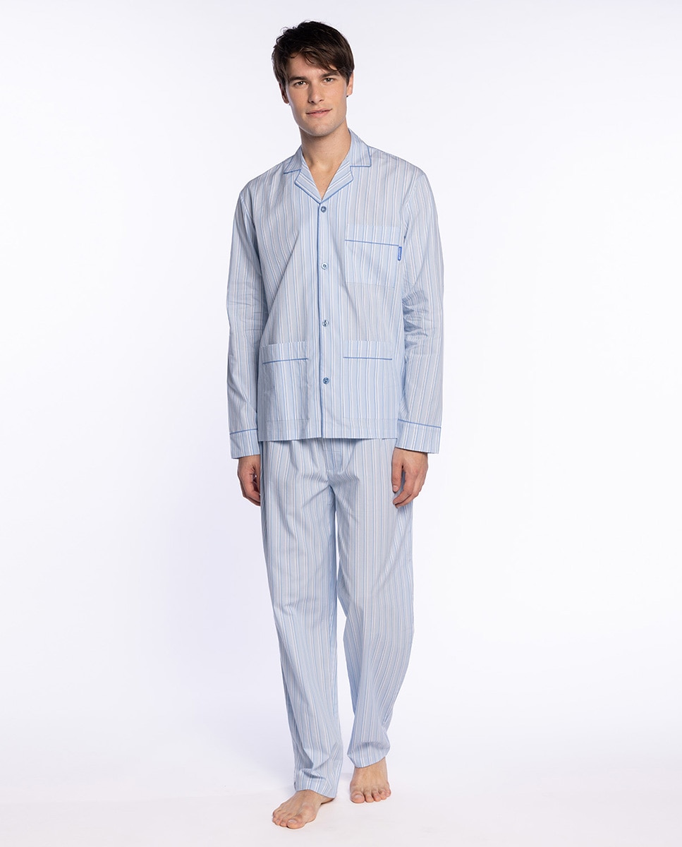 Pijama Completo de Tecido Azul-celeste-1