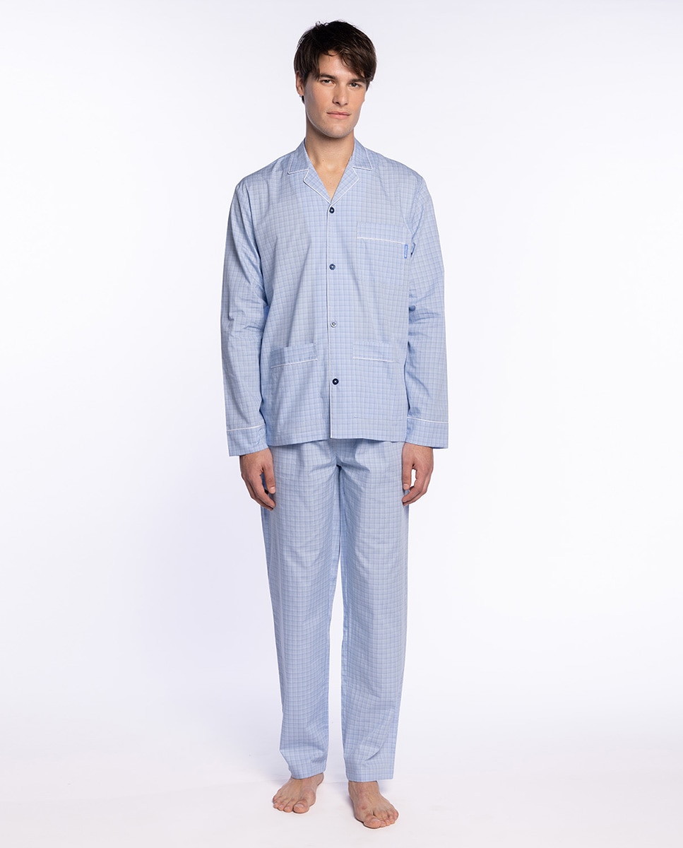 Pijama Completo de Tecido Azul-claro-1
