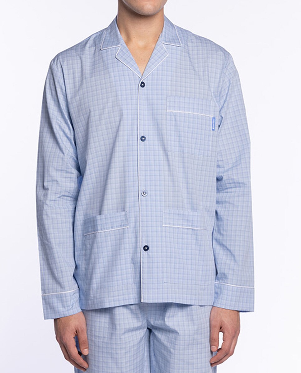 Pijama Completo de Tecido Azul-claro-3