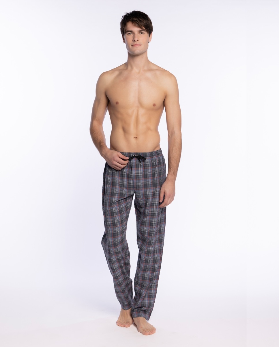 Calças de Pijama Compridas de Tecido Cinzento-escuro-1