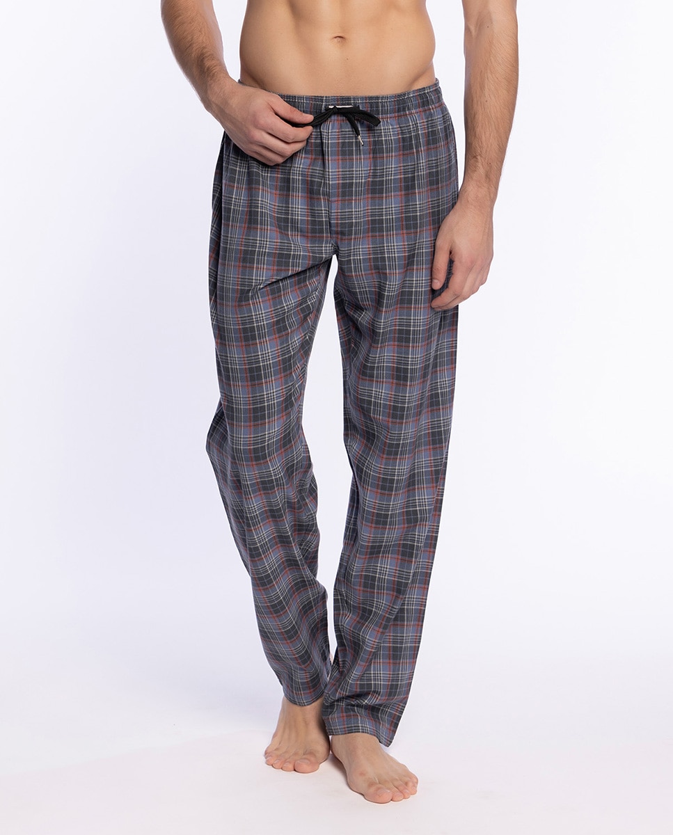 Calças de Pijama Compridas de Tecido Cinzento-escuro-2