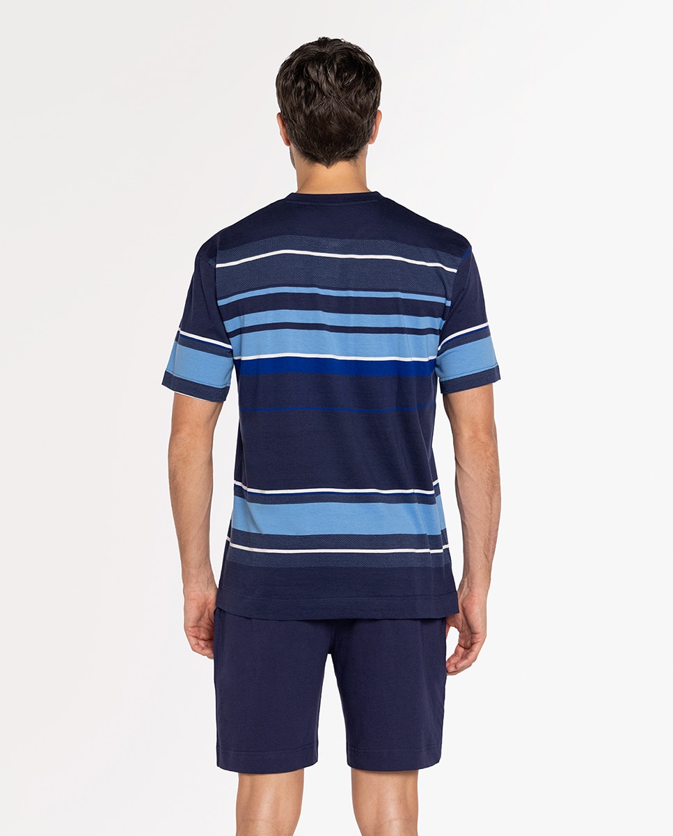 Pijama Completo de Malha Azul-marinho-2