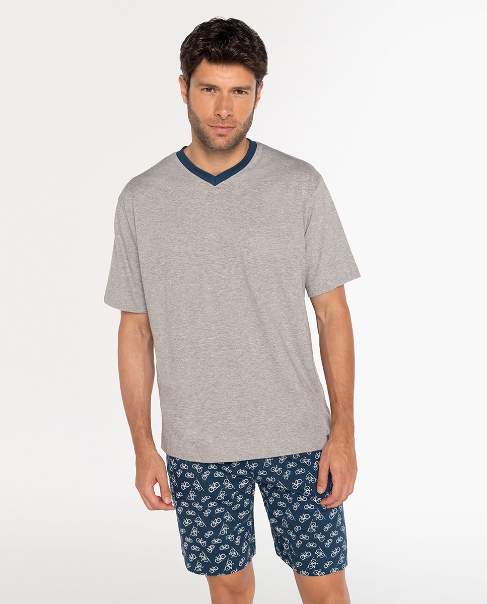 Pijama Completo de Malha Cinzento-1