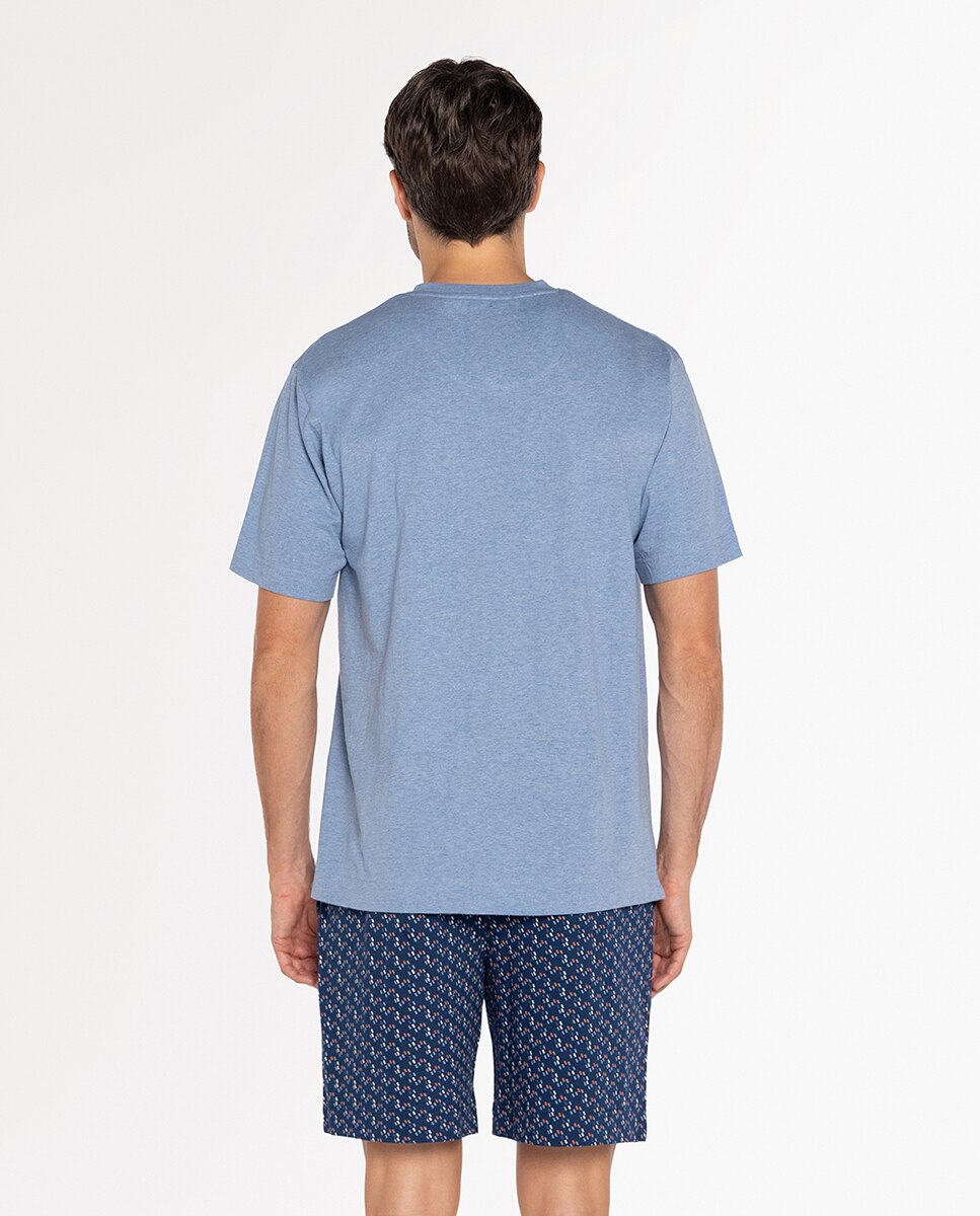 Pijama Completo de Malha Azul-claro-2