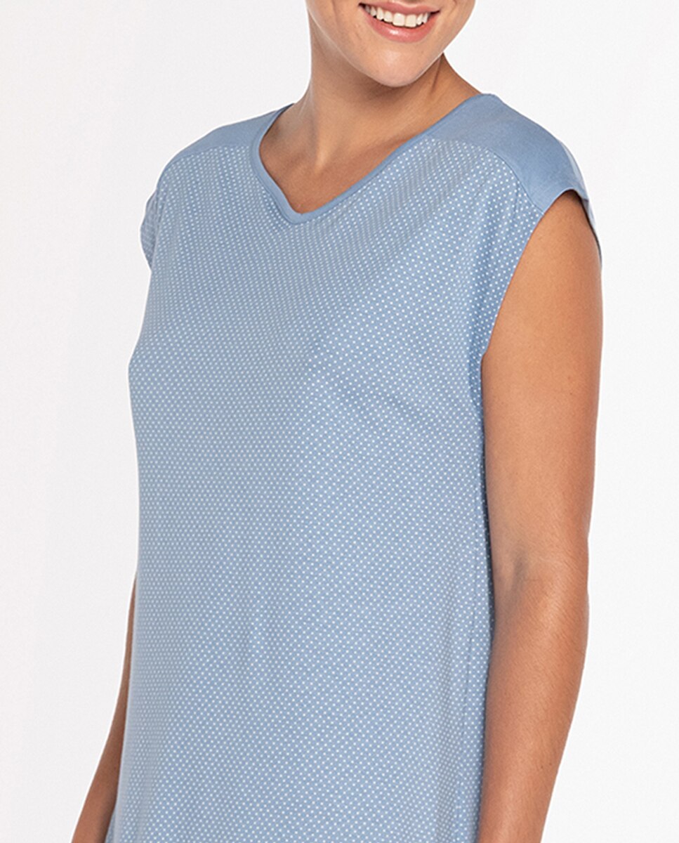 Robe Comprido de Bambu e Algodão Azul-celeste-2