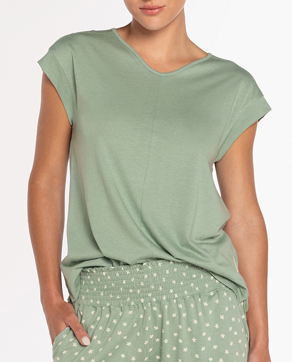 Pijama Curto de Bambu e Algodão Verde-2