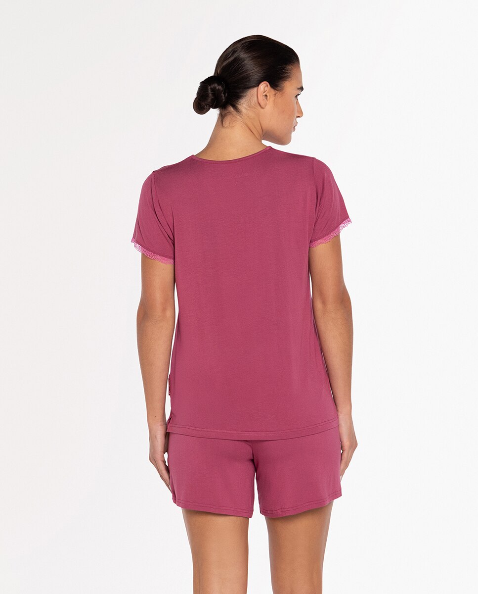 Pijama de Modal Elástico Fúcsia-2