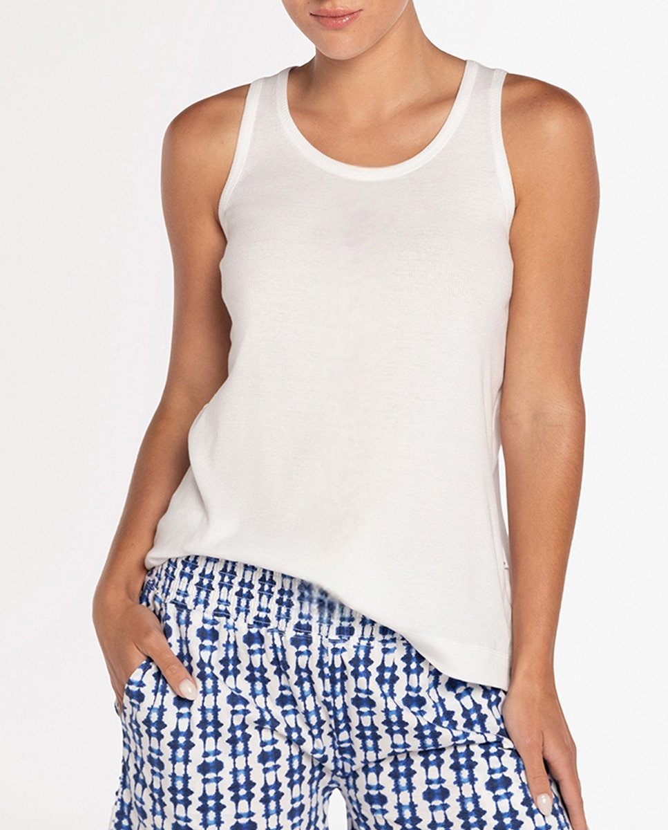 Pijama de Algodão Branco / Azul-3