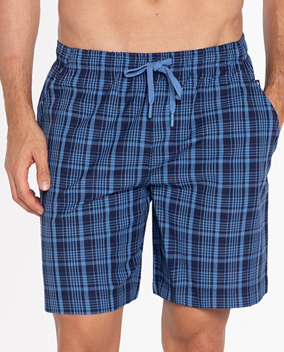 Calças de Pijama de Tecido Azul-marinho-4