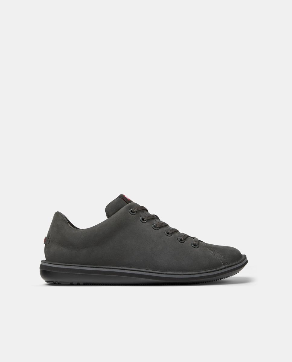 Sapatilhas de Pele Beetle com Atacadores Preto-1