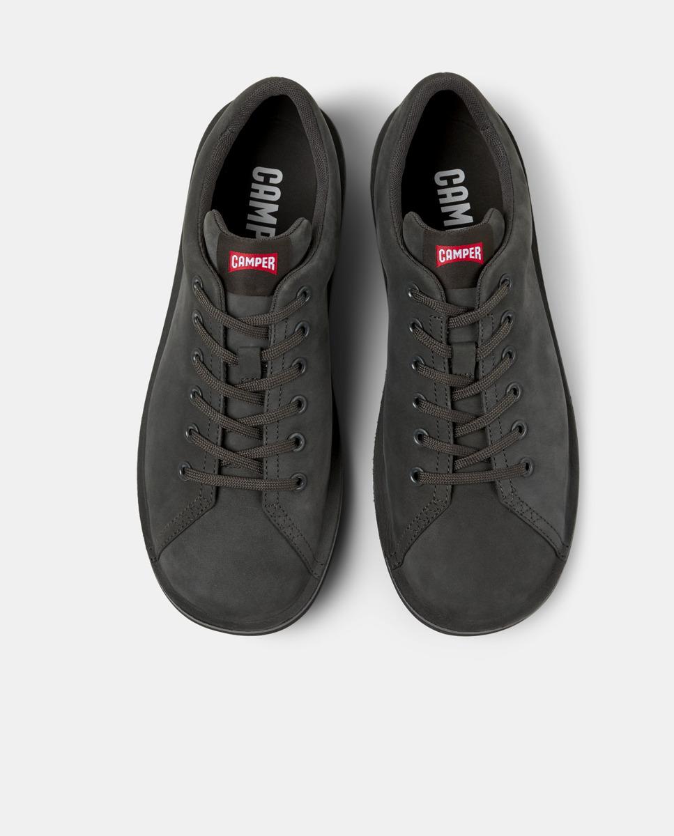 Sapatilhas de Pele Beetle com Atacadores Preto-2