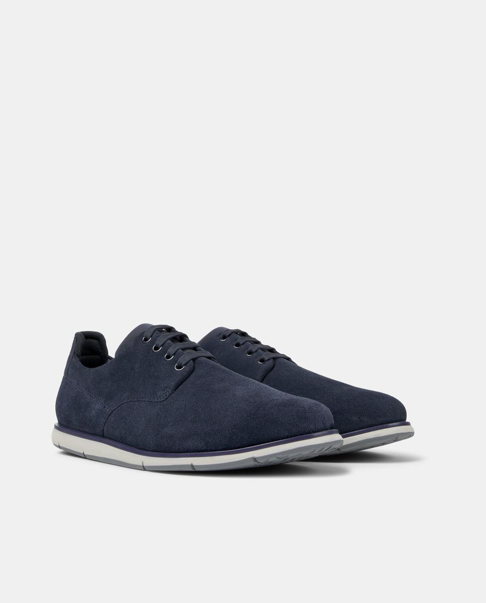Sapatos de Atacadores Smith de Pele Azul-marinho-5