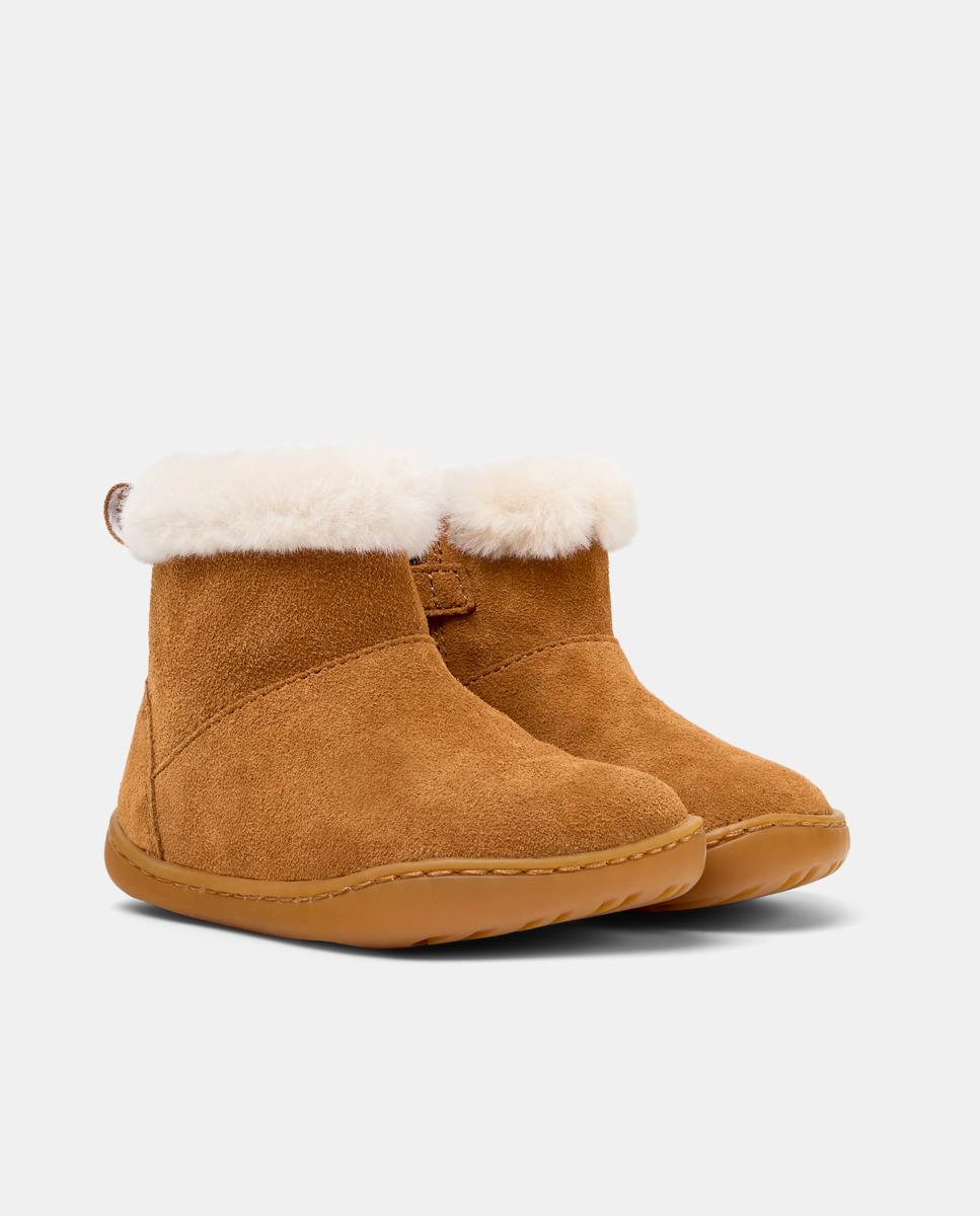 Botins para Bebé Peu Cami de Pele Castanho-5