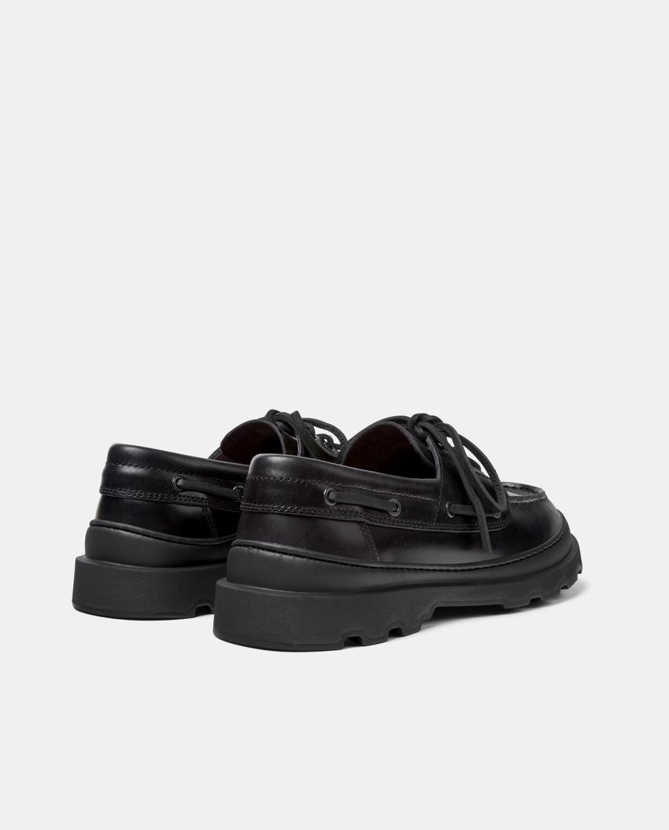 Mocassins Brutus+ com Cordões em Pele Preto-3