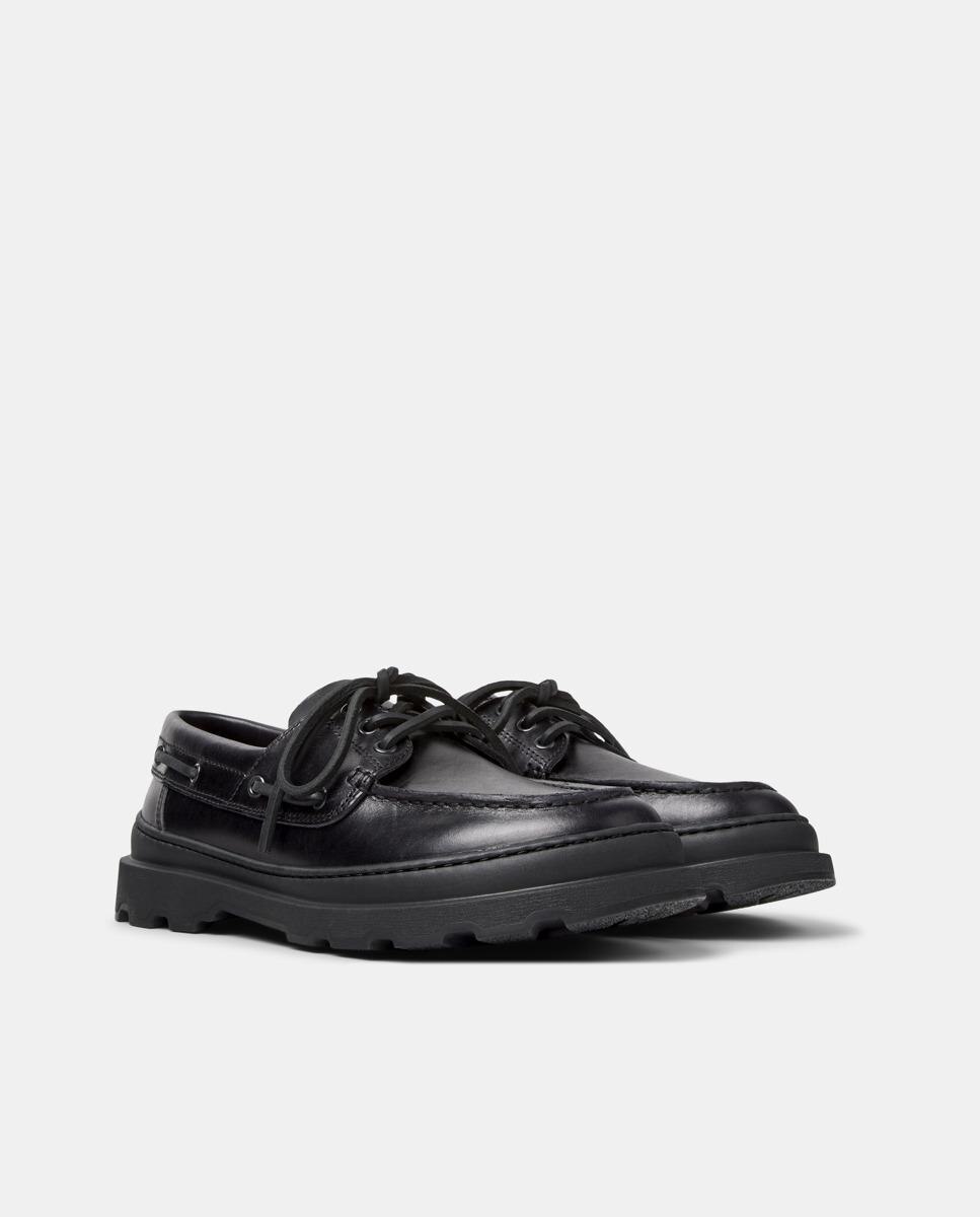 Mocassins Brutus+ com Cordões em Pele Preto-5