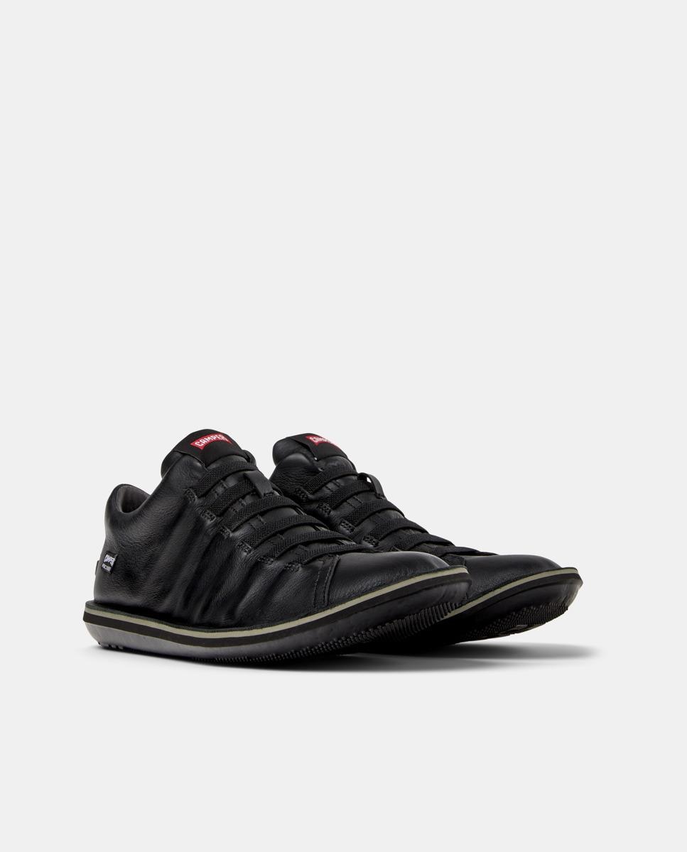 Sapatilhas de Pele Beetle com Atacadores Preto-5