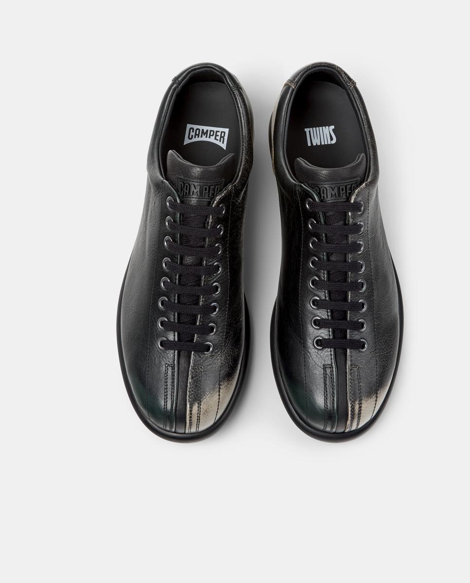 Sapatilhas de Pele Pelotas Ariel Hella Twins com Atacadores Preto-2