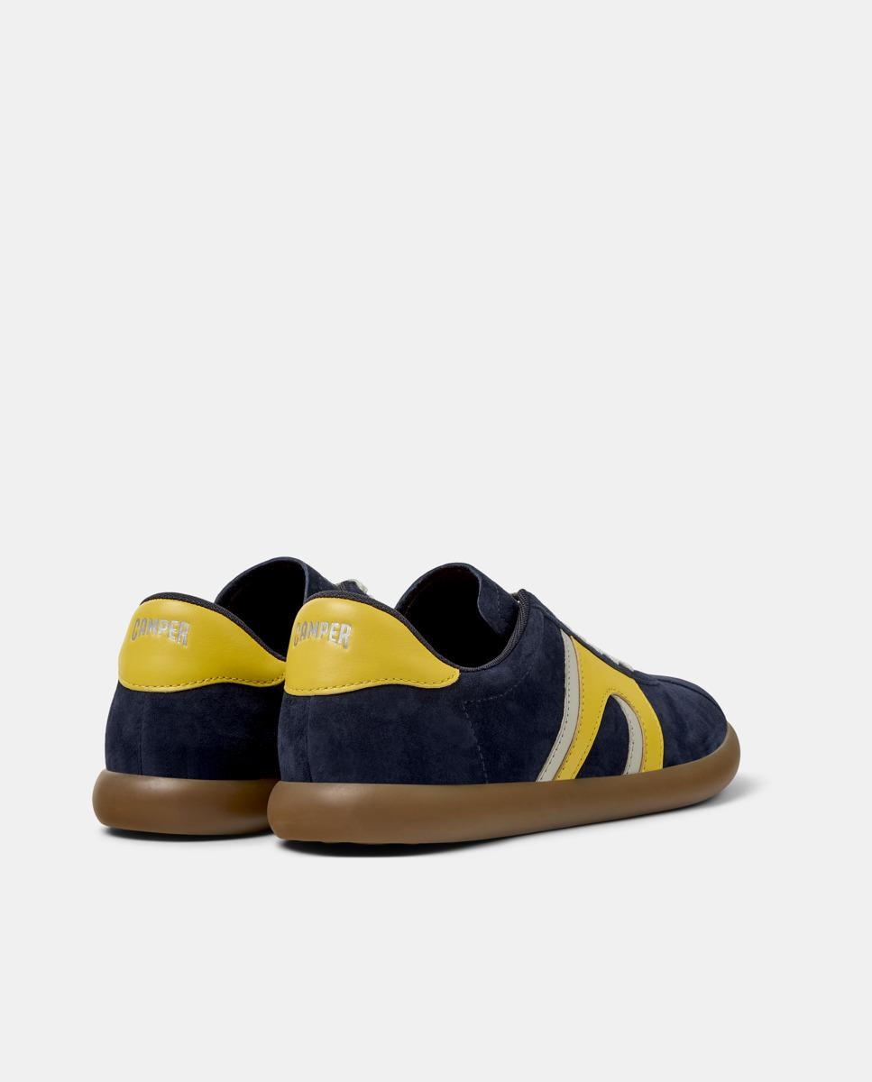 Sapatilhas de Pele Pelotas Soller com Atacadores Azul / Amarelo-3