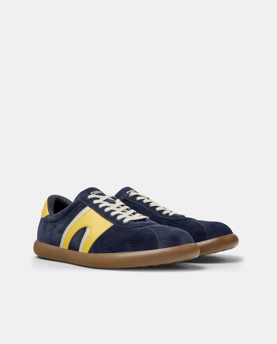 Sapatilhas de Pele Pelotas Soller com Atacadores Azul / Amarelo-5