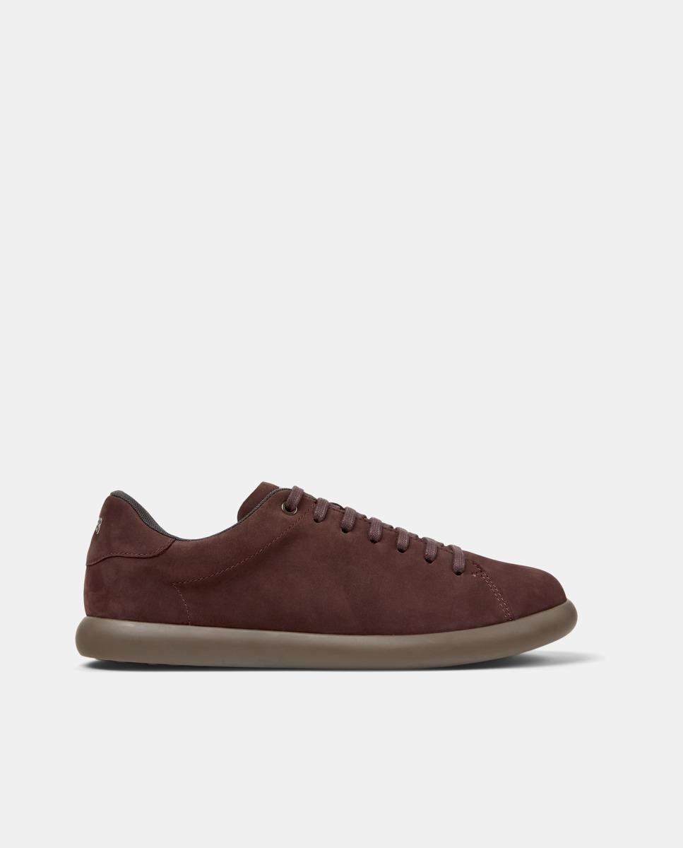 Sapatilhas de Pele Pelotas Soller com Atacadores Castanho-chocolate-1