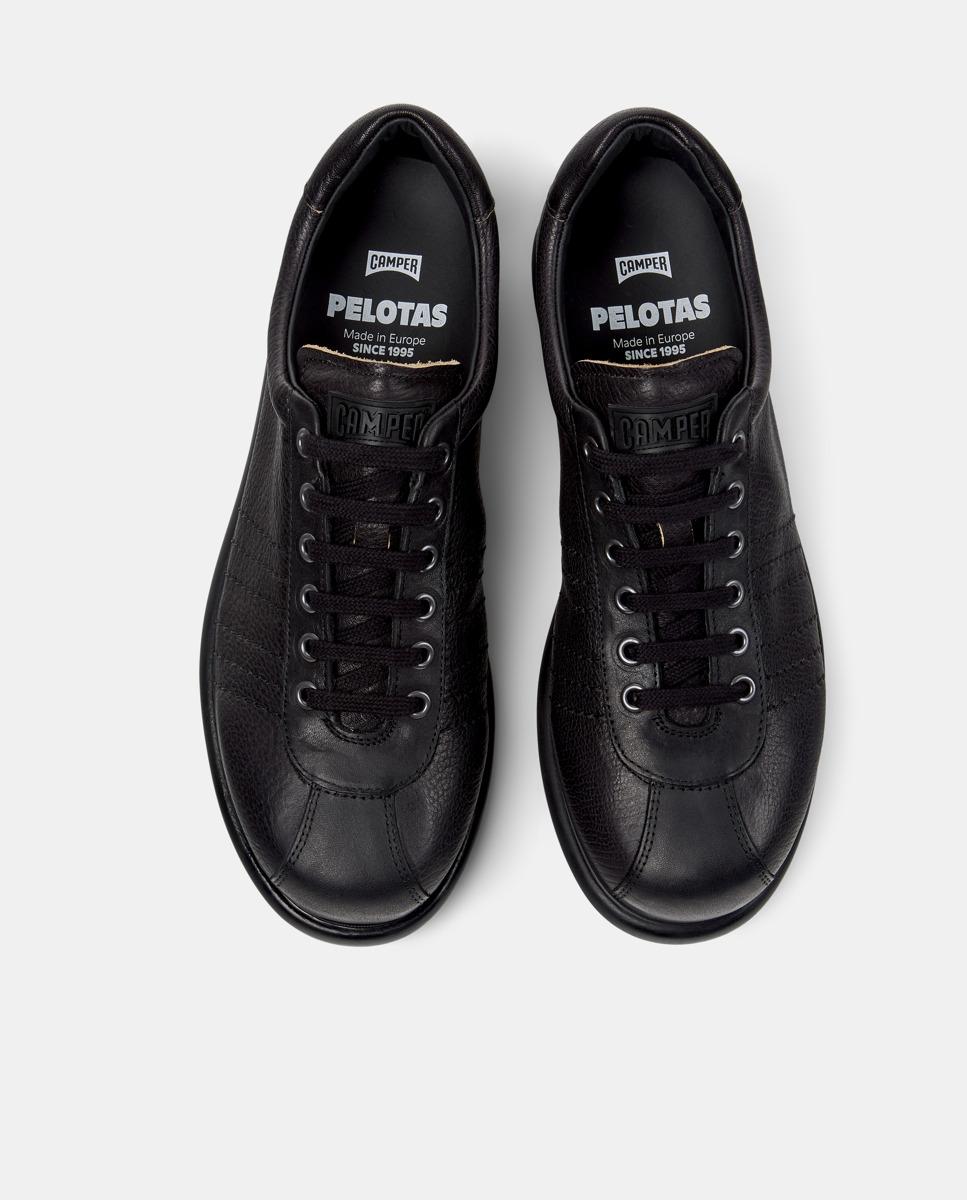 Sapatilhas Desportivas Pelotas Ariel com Atacadores em Pele Preto-2