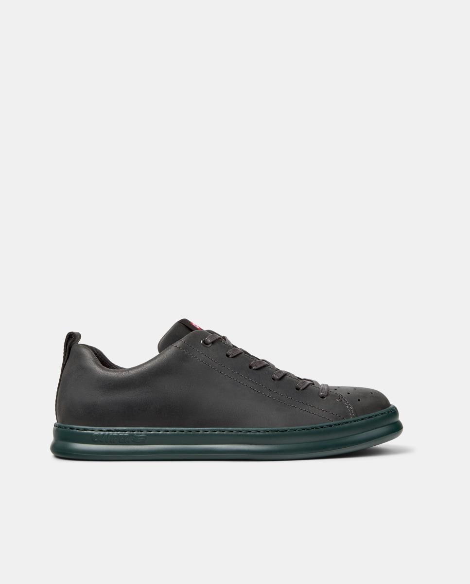 Sapatilhas de Pele Runner Four com Atacadores Preto-1