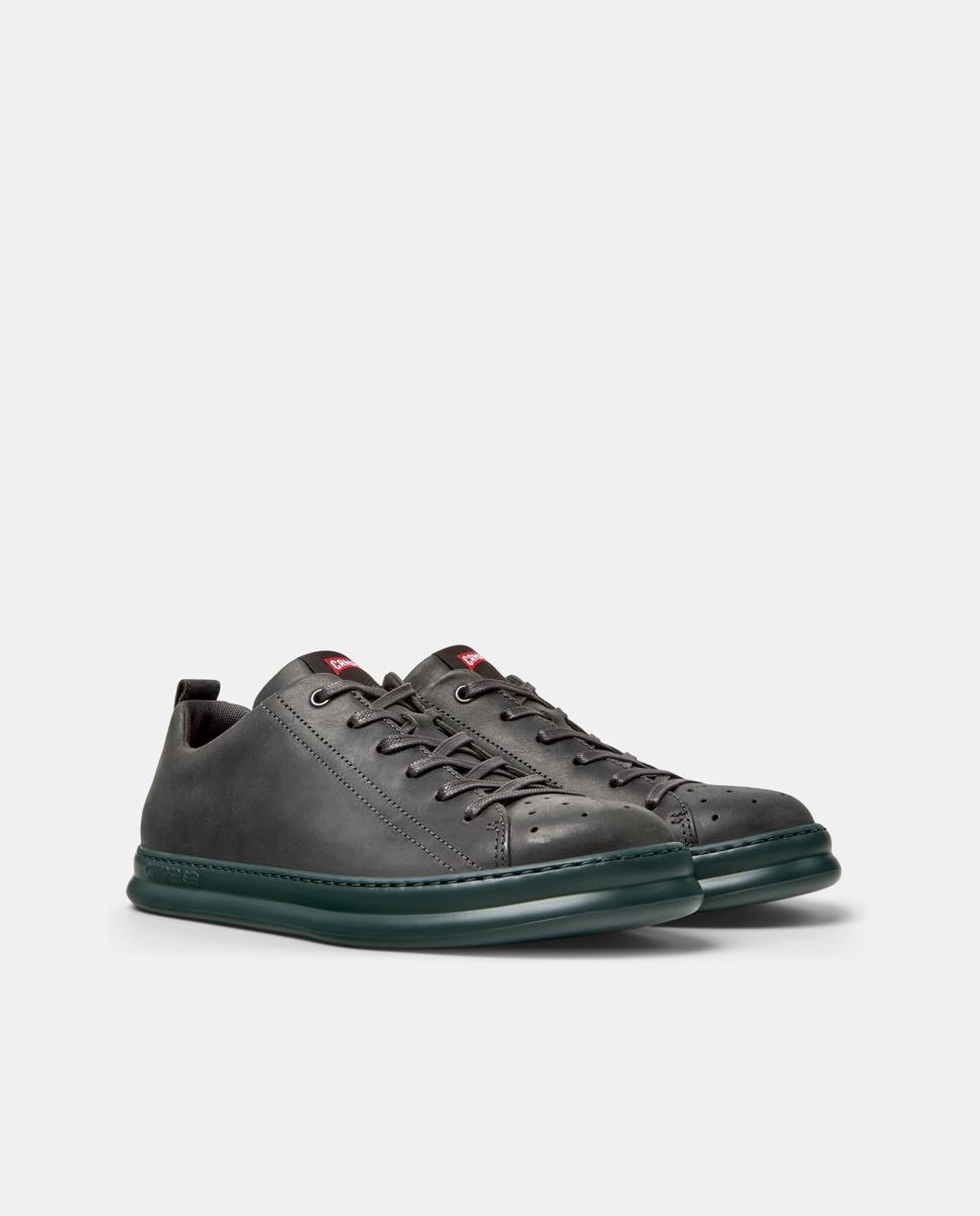 Sapatilhas de Pele Runner Four com Atacadores Preto-5