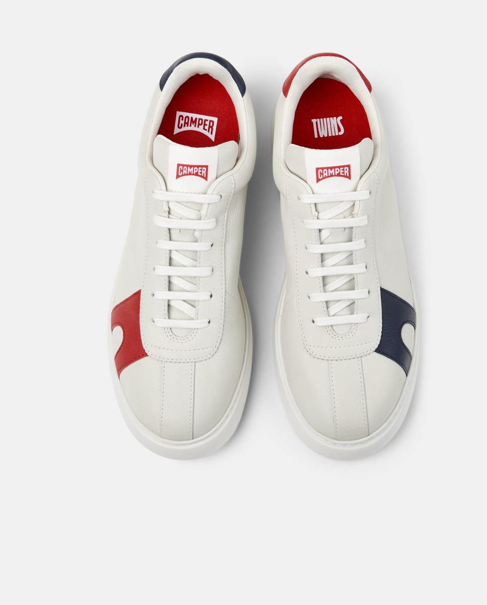 Sapatilhas de Pele Runner K21 Twins com Atacadores Branco / Vermelho-2