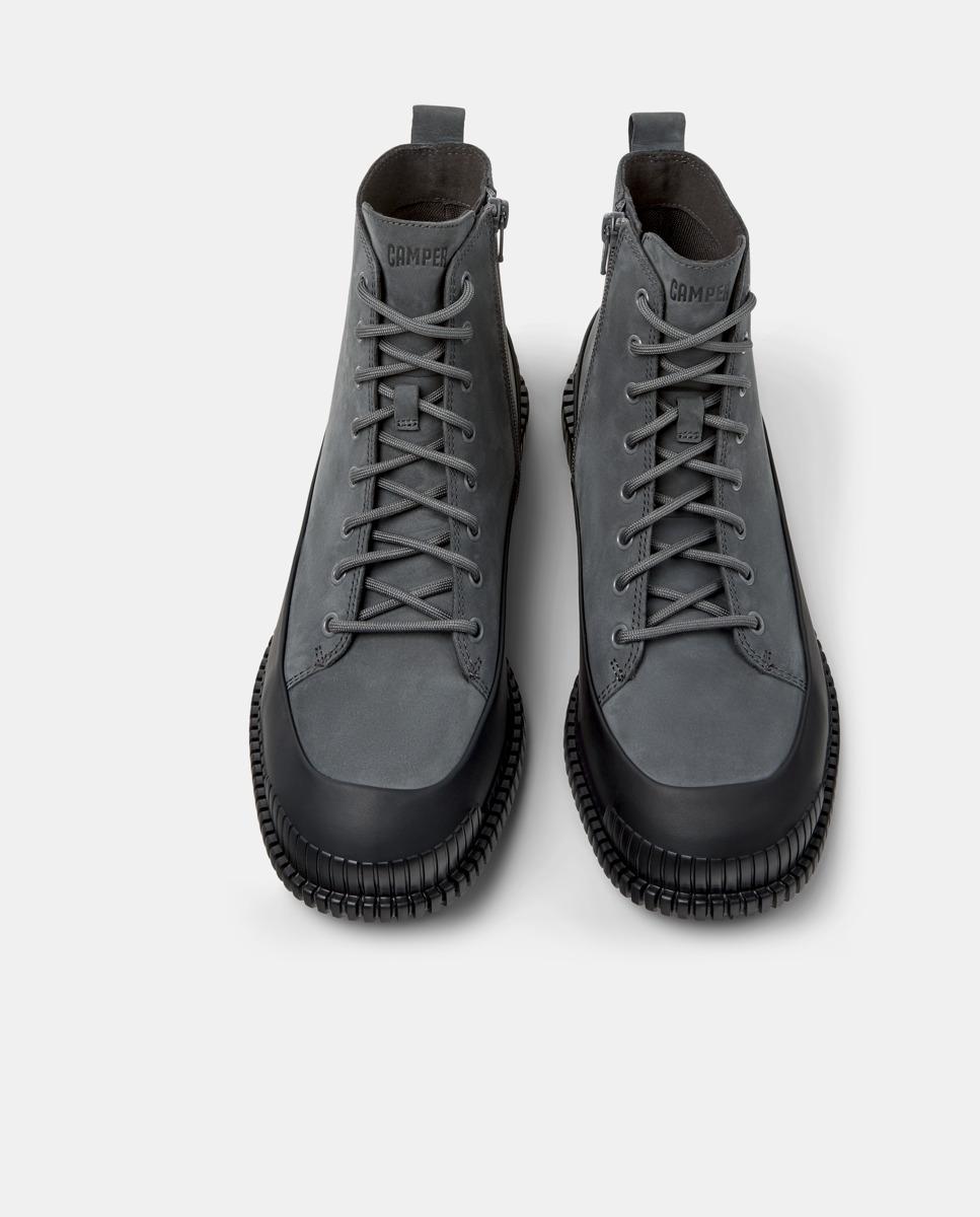 Botins de Pele Pix Cinzento / Preto-2