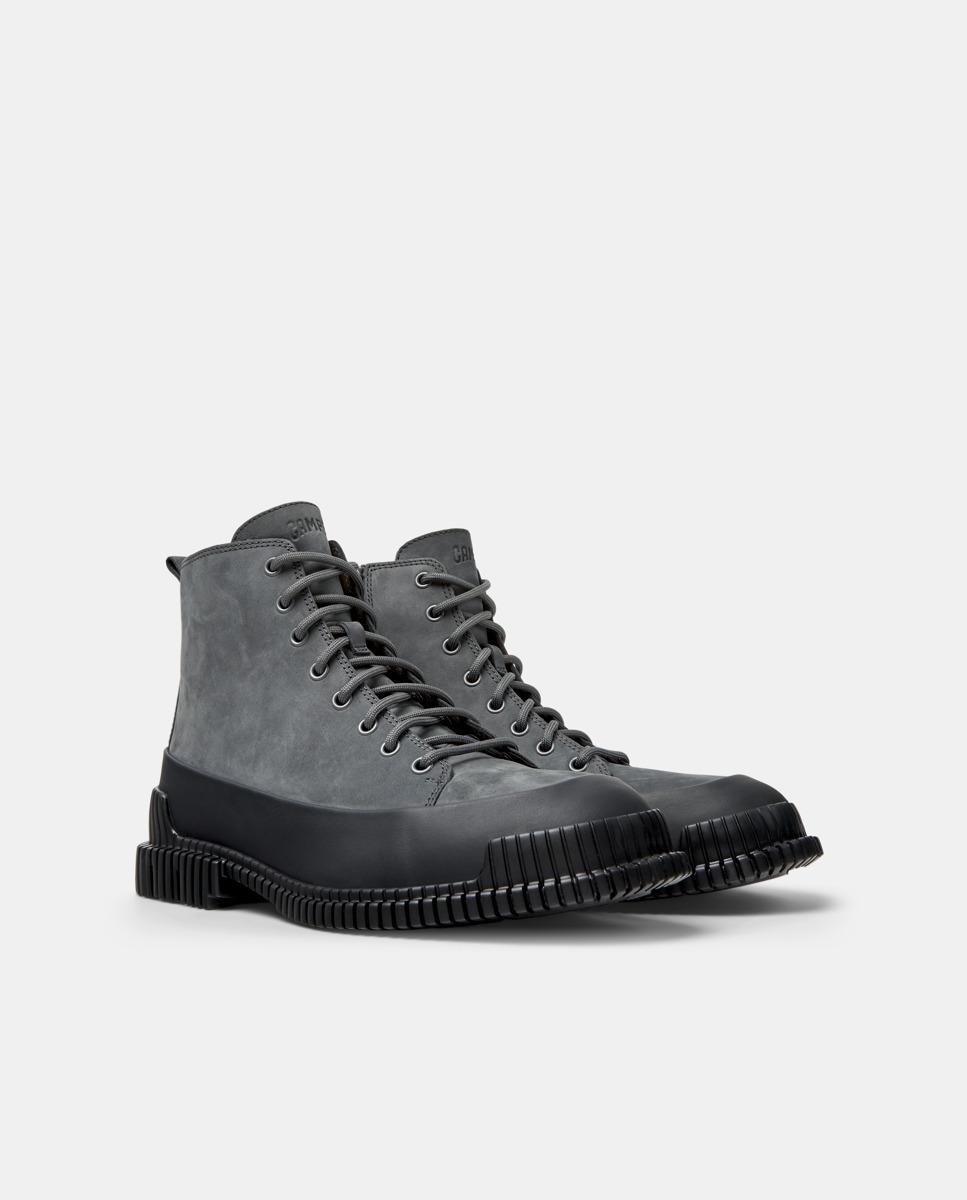 Botins de Pele Pix Cinzento / Preto-5