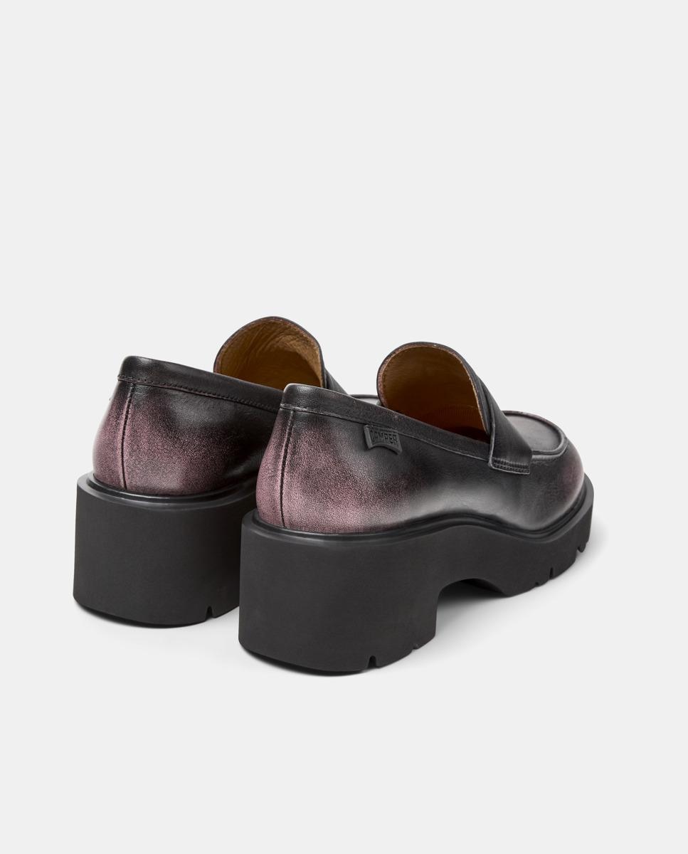 Mocassins Milah com Plataforma em Pele Preto / Rosa-3