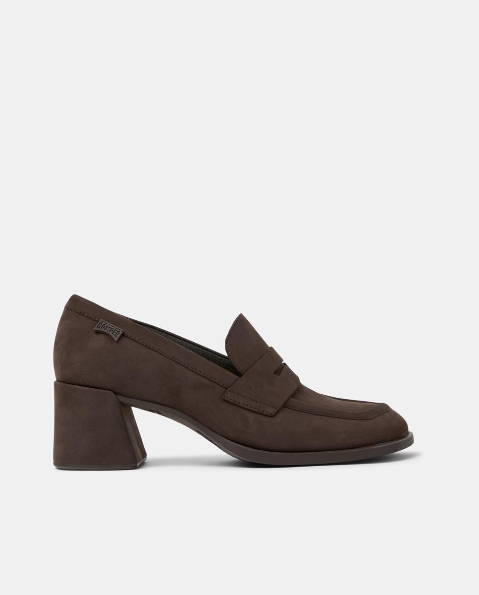 Mocassins Kora com Tacão Bloco Castanho-escuro-1