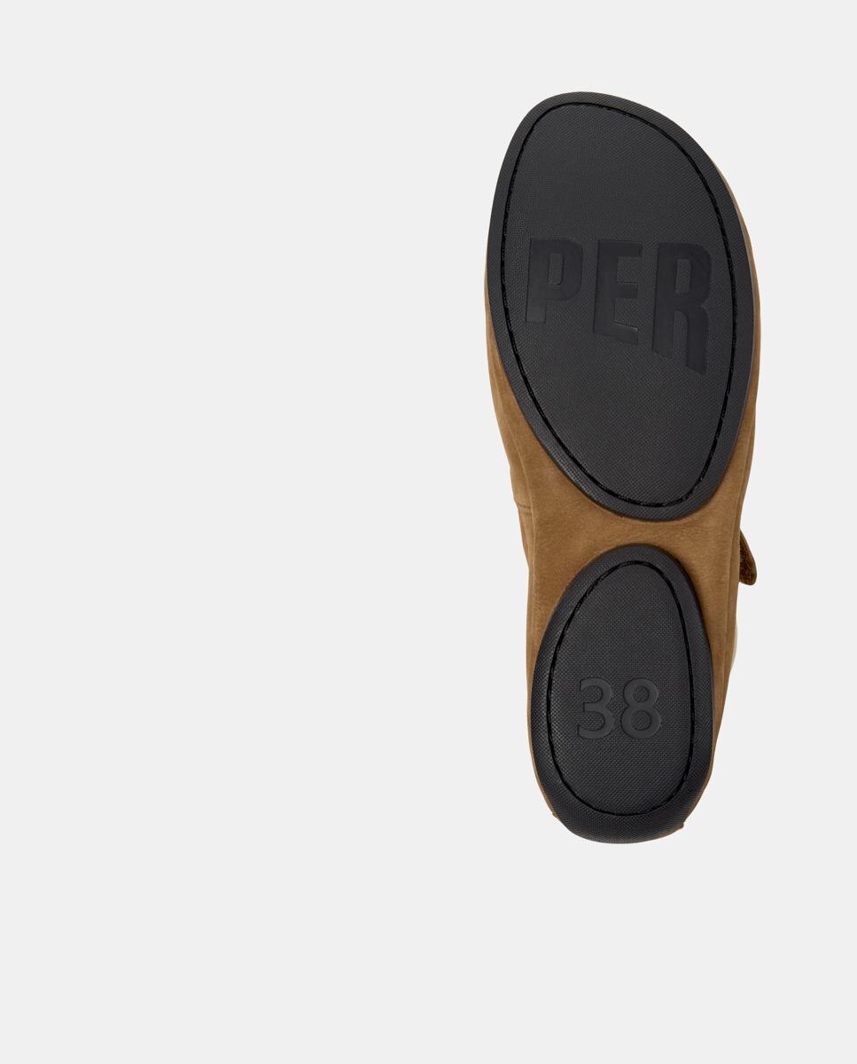 Sabrinas Right Nina com Ajuste Velcro em Pele Castanho-4