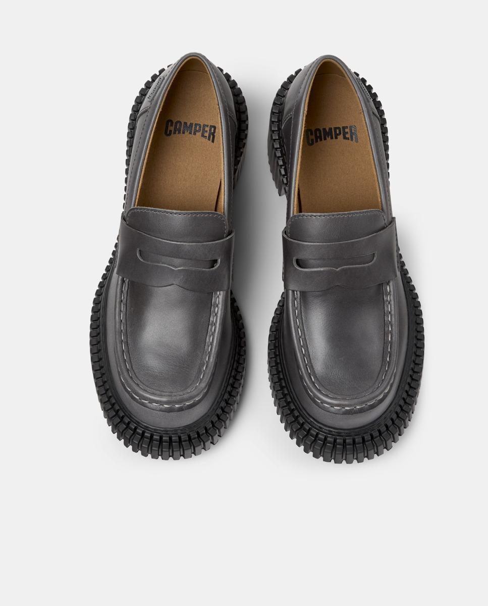 Mocassins de Pele Pix London Twins Cinzento-2