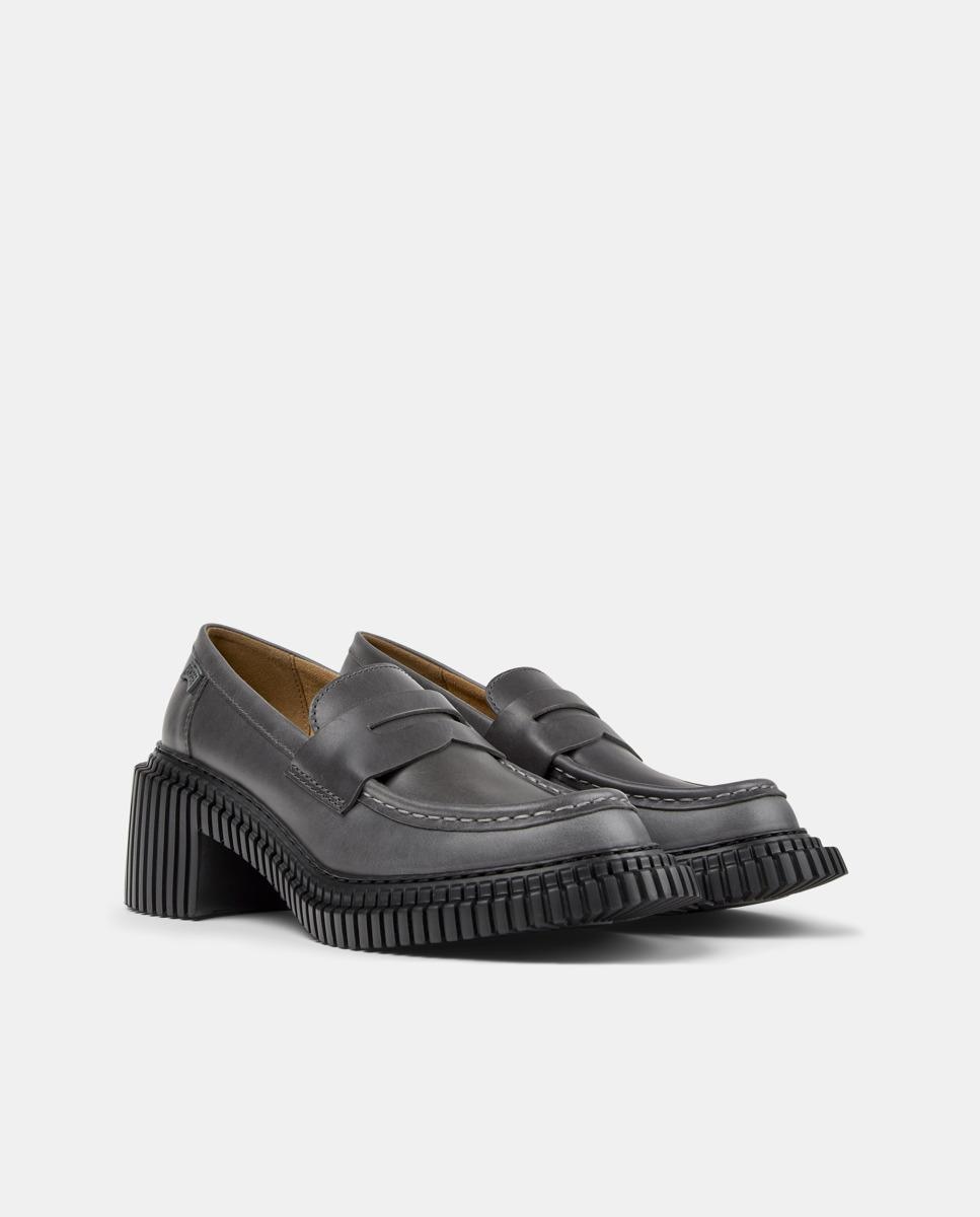 Mocassins de Pele Pix London Twins Cinzento-5