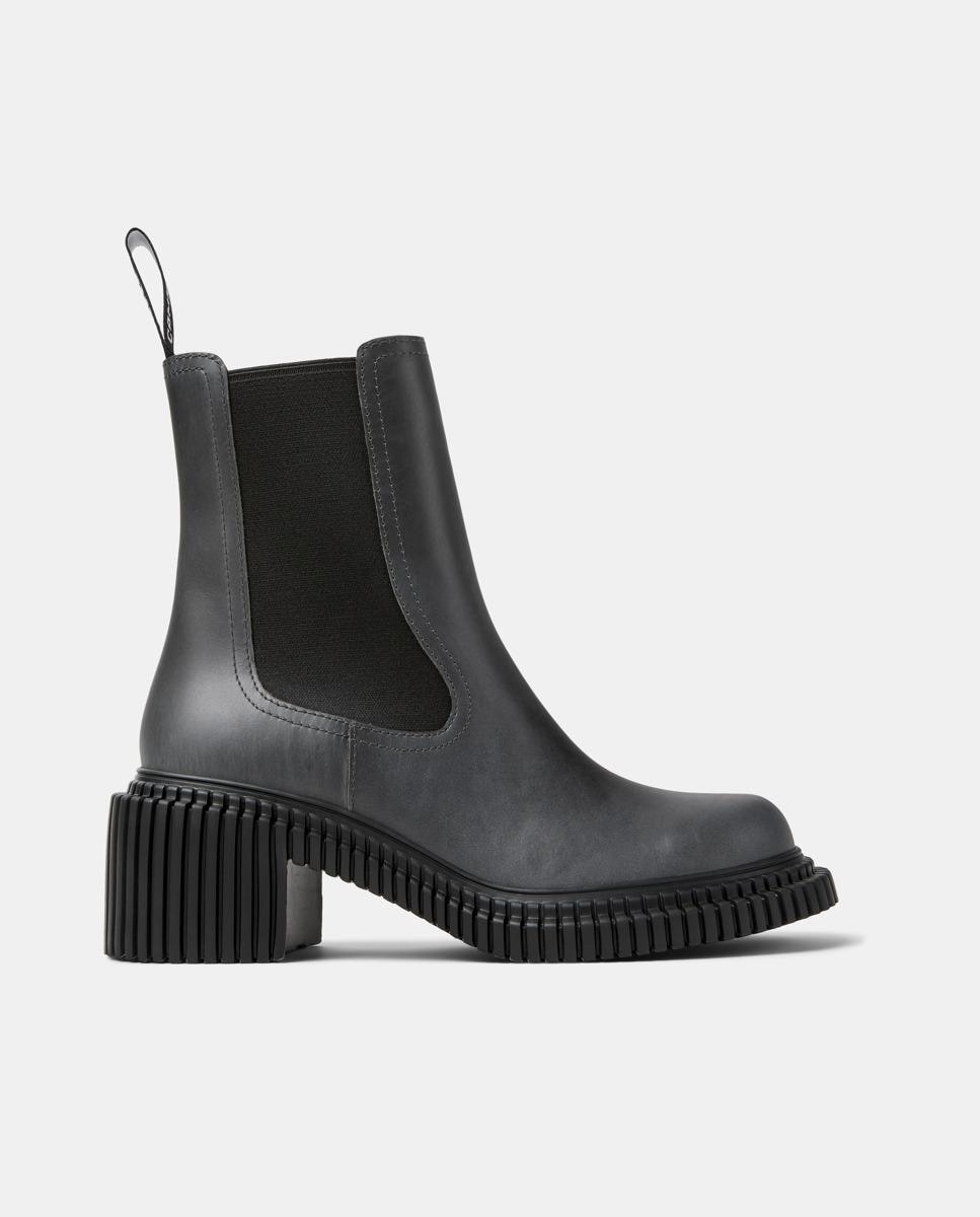 Botins de Pele Pix London Cinzento-1