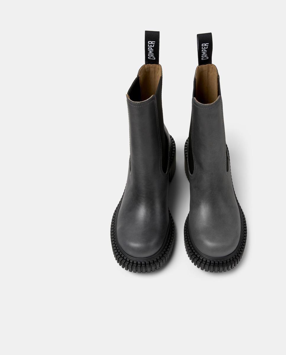 Botins de Pele Pix London Cinzento-2