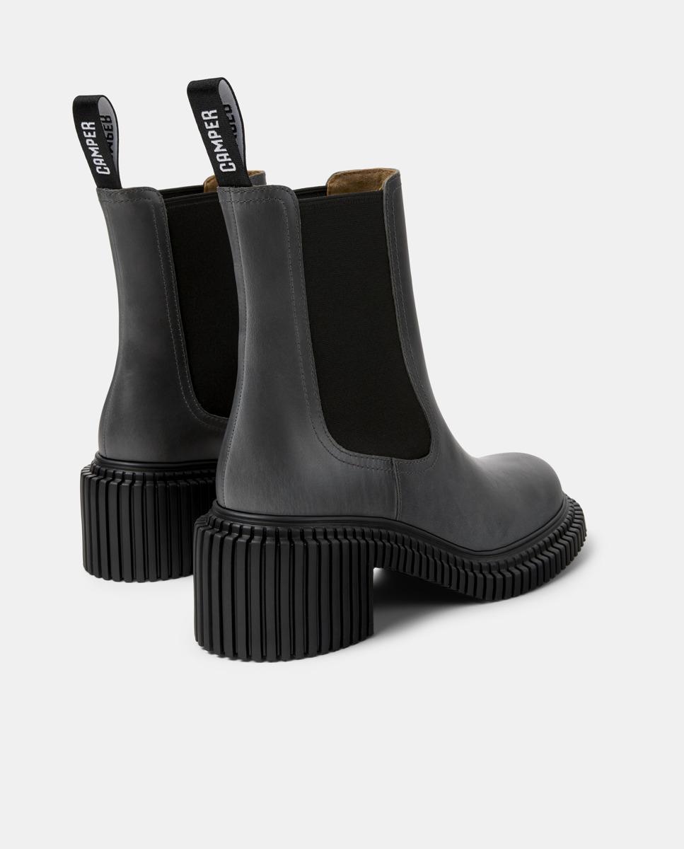 Botins de Pele Pix London Cinzento-3