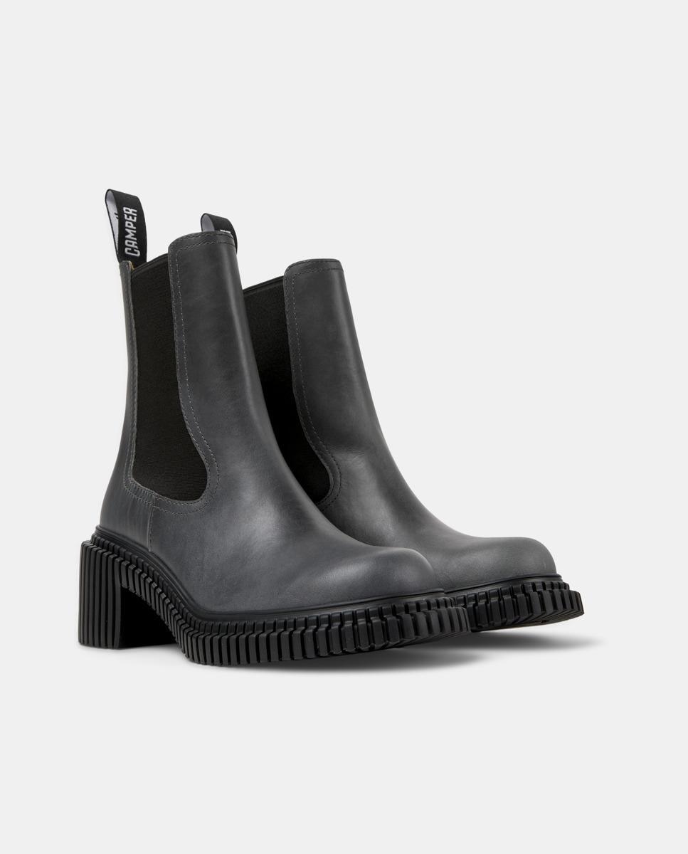 Botins de Pele Pix London Cinzento-4