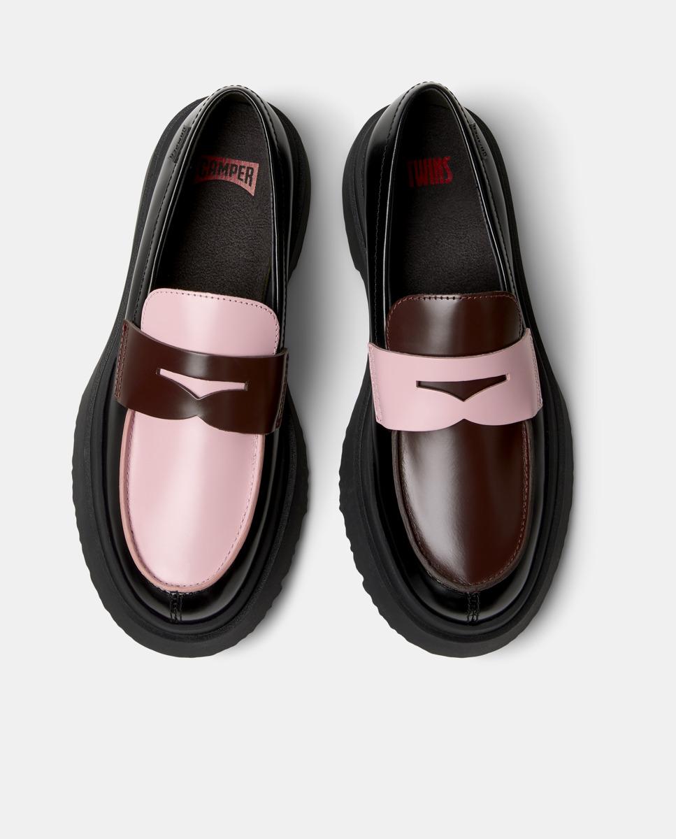 Mocassins Walden Twins Bicolor em Pele Preto / Rosa-2