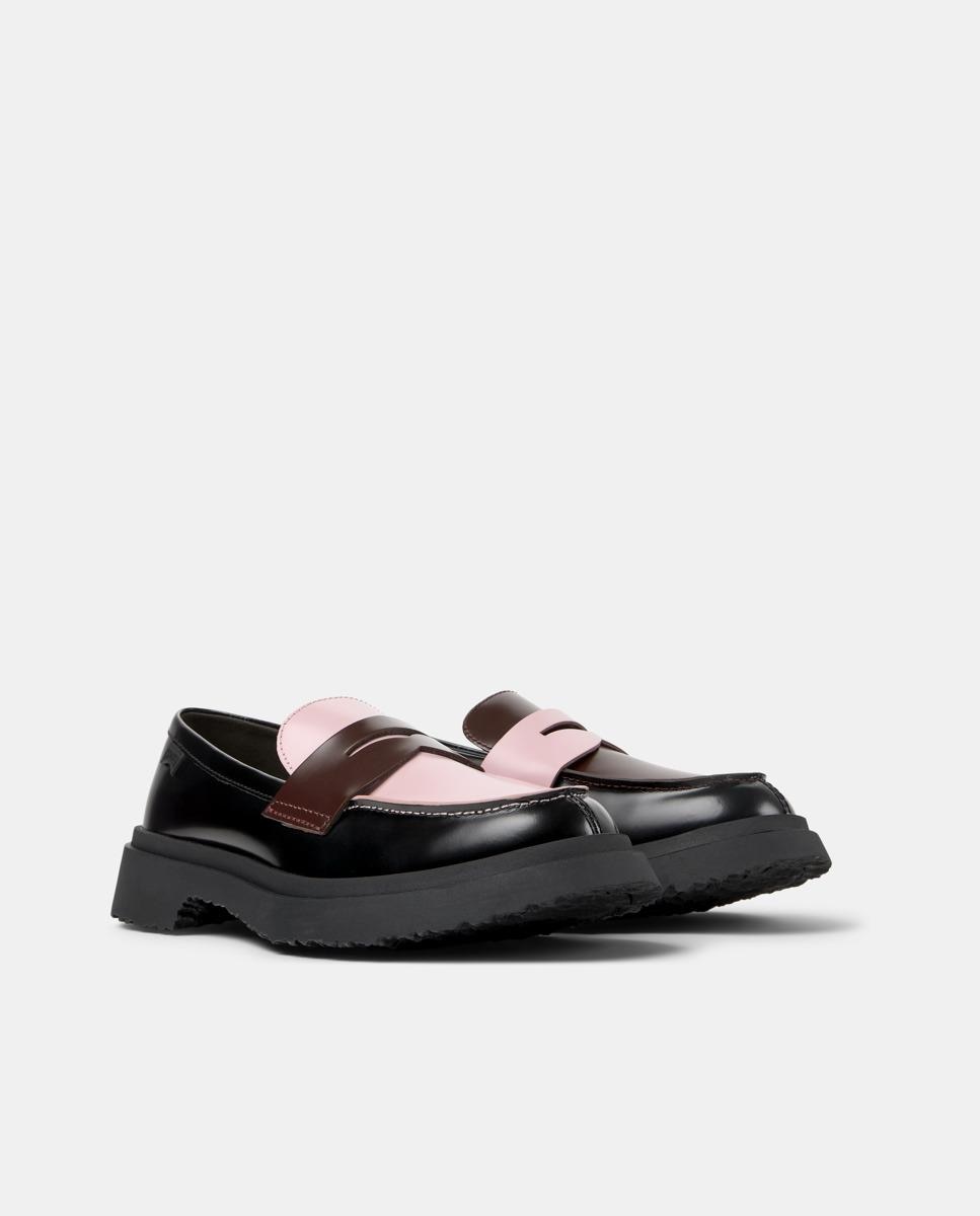 Mocassins Walden Twins Bicolor em Pele Preto / Rosa-5