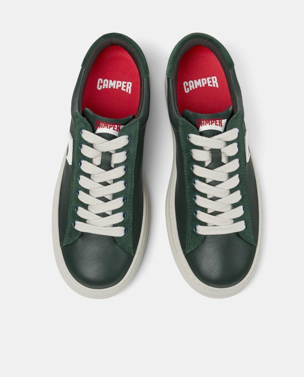 Sapatilhas de Pele Runner Four com Atacadores Verde-2