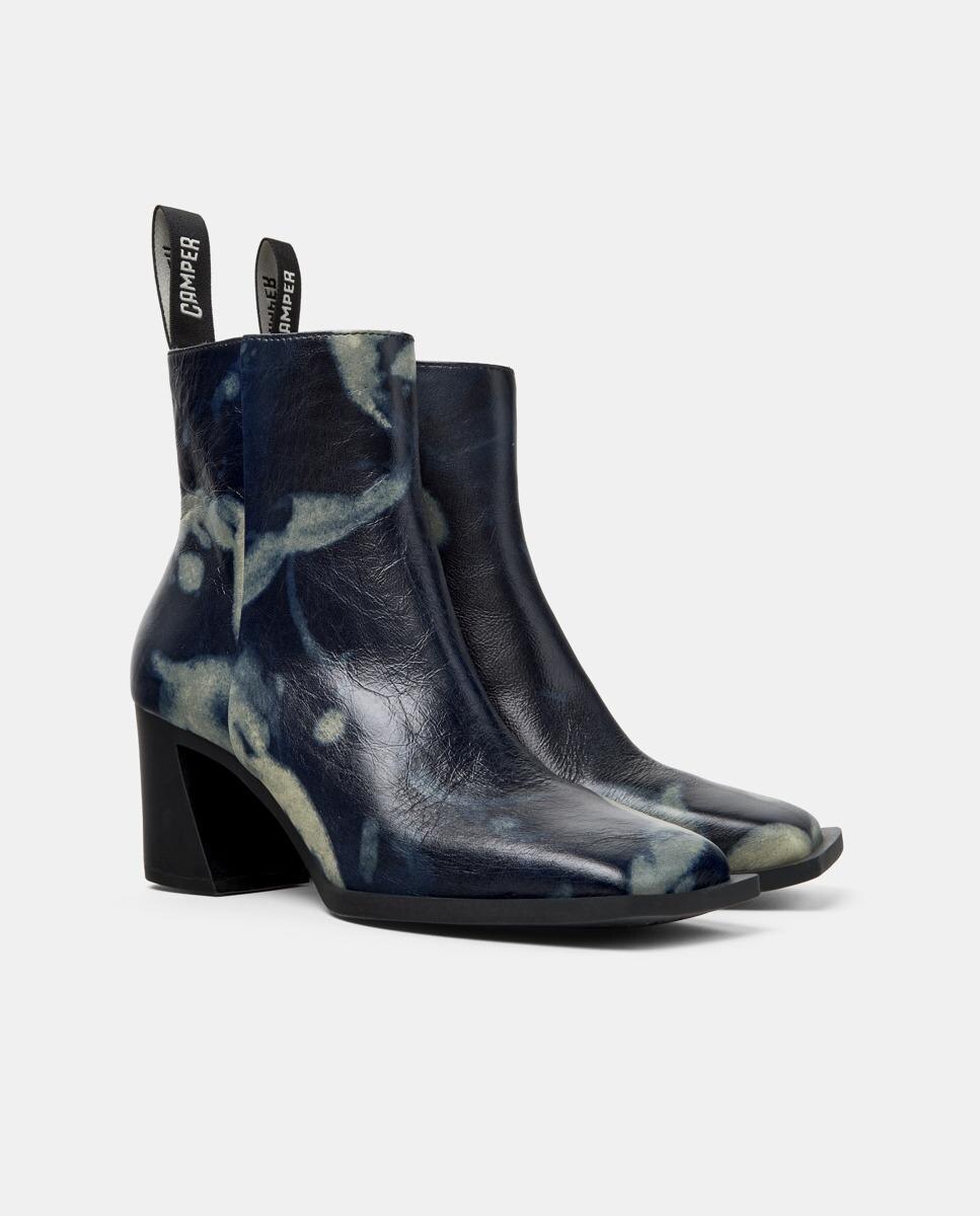 Botins Karole de Pele Azul-marinho-5