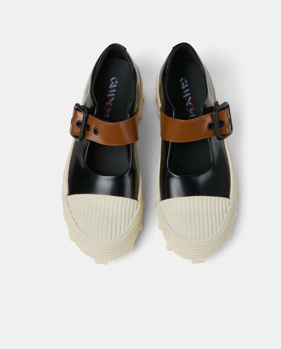 Socas de Pele com Tira de Fivela Preto-2