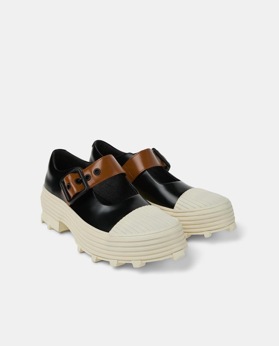 Socas de Pele com Tira de Fivela Preto-4