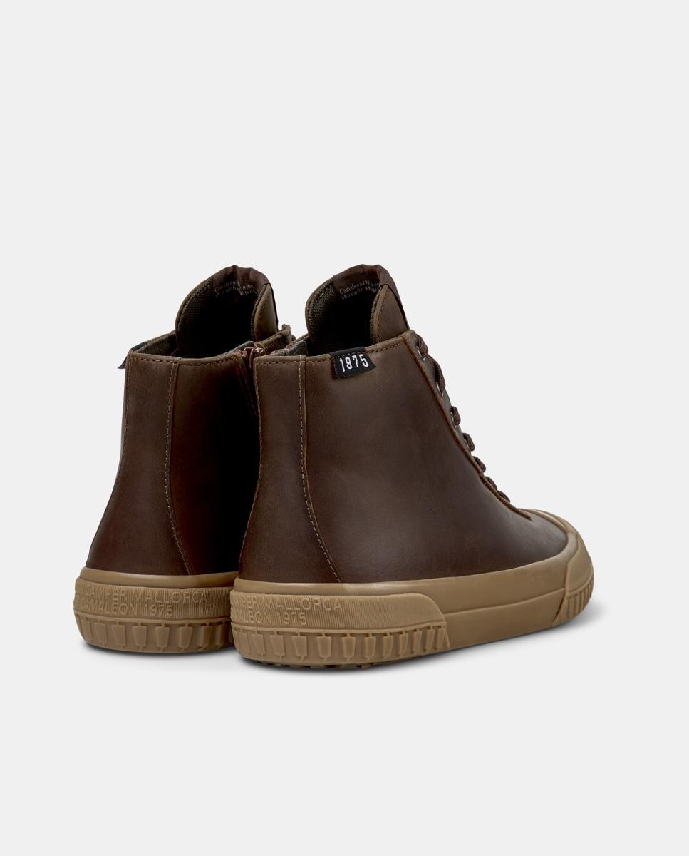 Sapatilhas de Pele Camaleon 1975 Tipo Bota Castanho-3