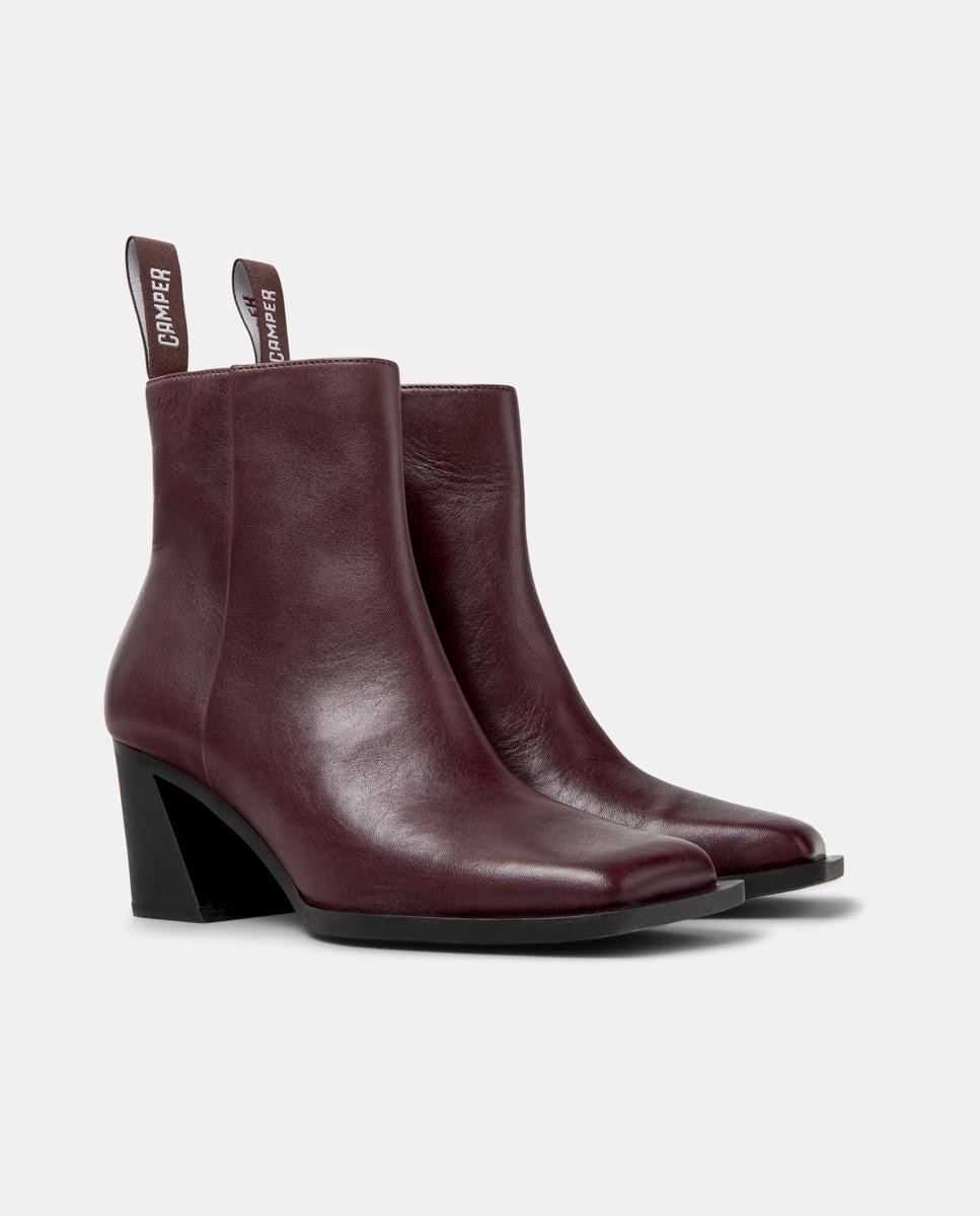 Botins de Pele Karole Bordeaux-5