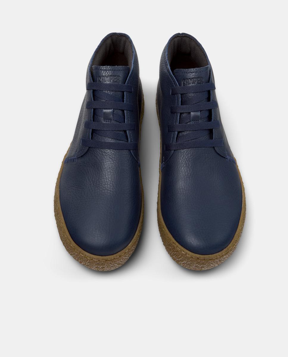 Botins Peu Terreno de Pele Azul-marinho-2