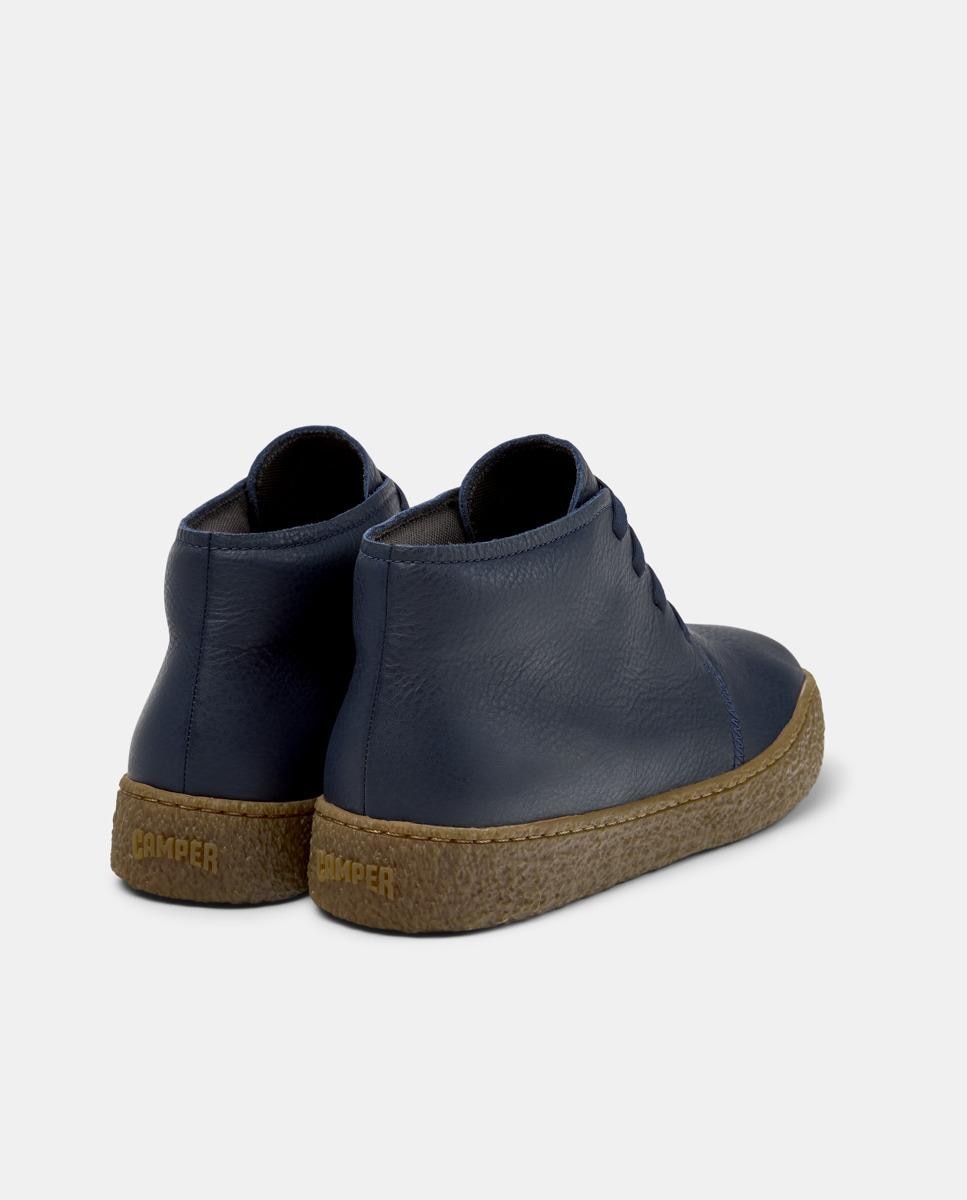 Botins Peu Terreno de Pele Azul-marinho-3