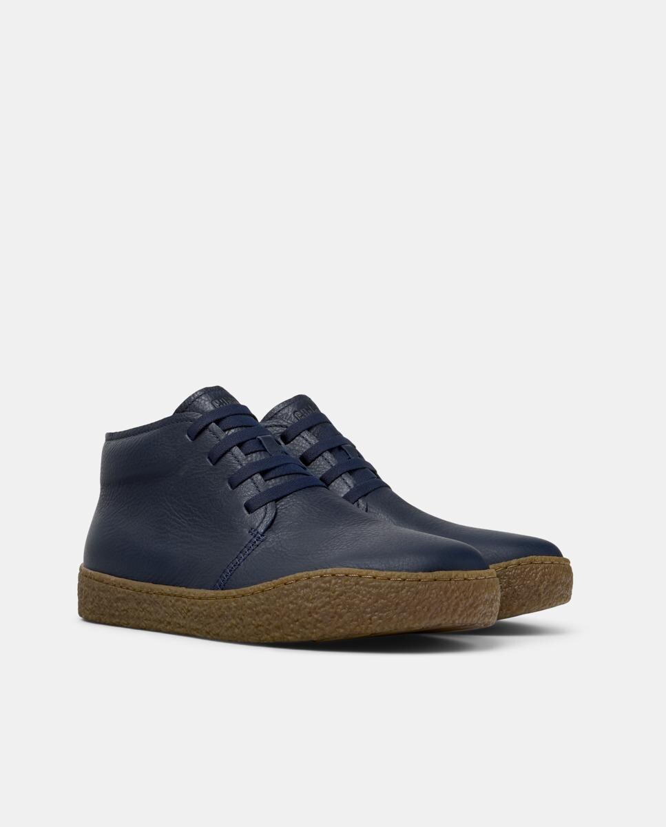 Botins Peu Terreno de Pele Azul-marinho-5